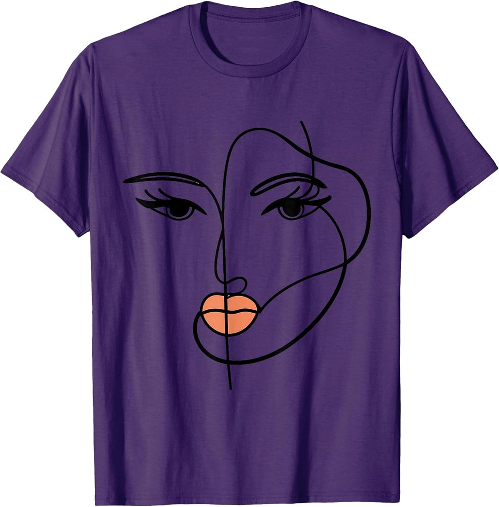 Line Art Girl Face Abstract Minimalist One Minimal - Adult & Kids T-Shirts, Sweatshirts & Hoodies apparel design preview 1