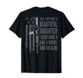 Daughter Gun Shovel Alibi Funny Mom T-Shirt - Aesthetic Graphic for Adults - T-Shirt, Sweatshirt, Hoodie