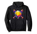 Softball Ice Cream Softball Drip Hoodie - Fun Novelty Design Unisex - T-Shirt, Sweatshirt, Hoodie