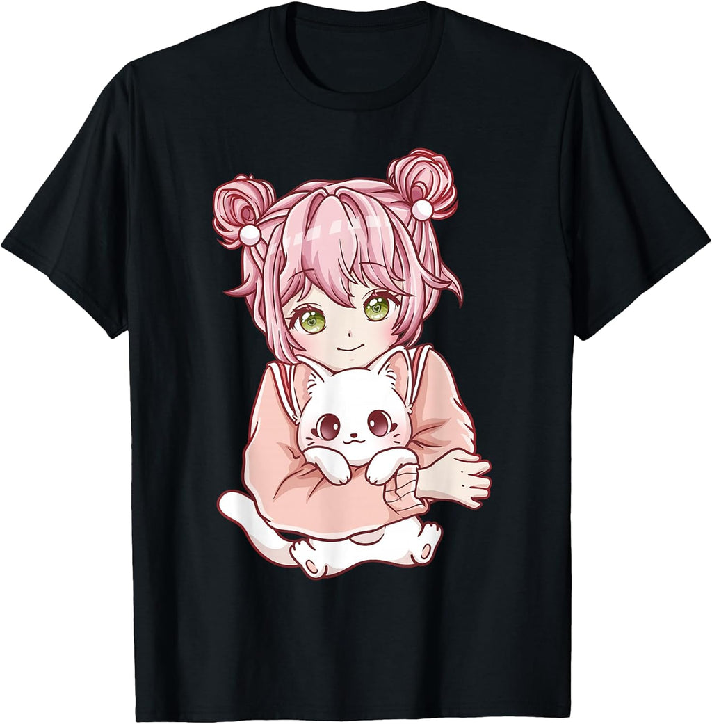 Anime Girl Cat Cats Kawaii - Adult & Kids T-Shirts, Sweatshirts & Hoodies apparel design preview 1