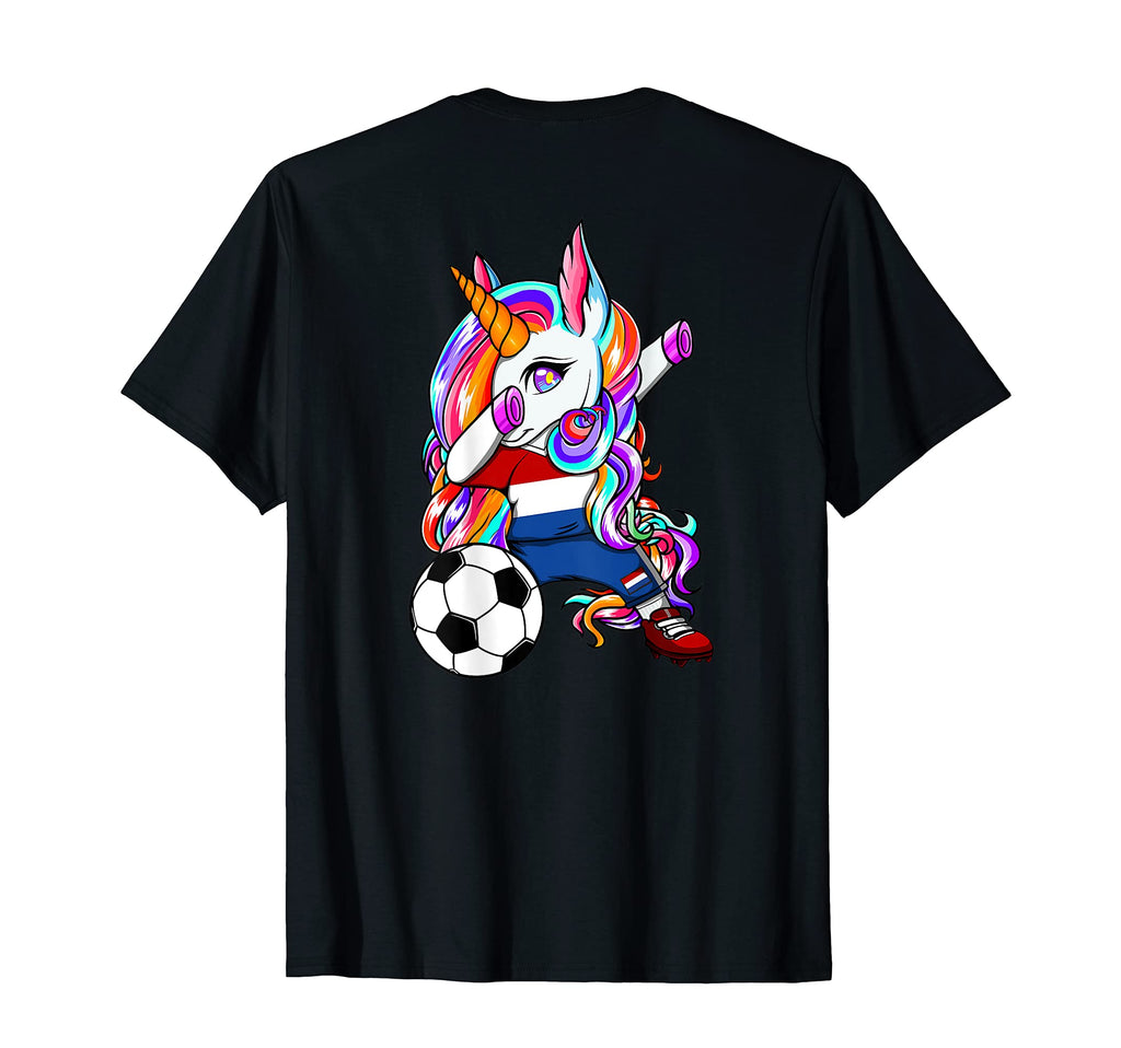 Dabbing Unicorn Netherlands Soccer T-Shirt - Trendy Graphic for Adults - T-Shirt, Sweatshirt, Hoodie