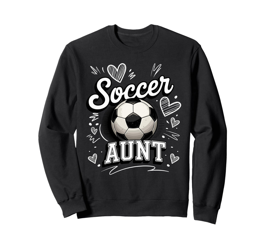 Soccer Aunt Heart Football Sweatshirt - Casual Everyday Wear for Adults - T-Shirt, Sweatshirt, Hoodie