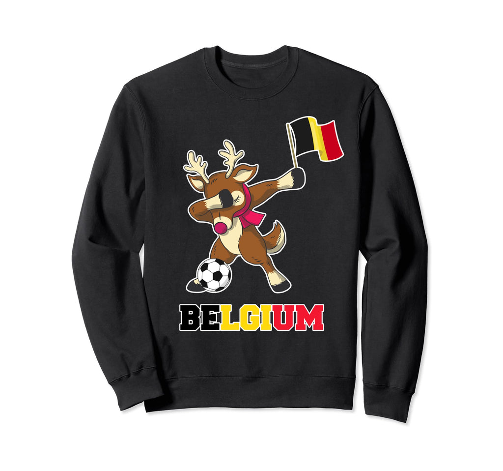 Belgium Soccer Reindeer Belgian Flag Sweatshirt - Streetwear Style Unisex - T-Shirt, Sweatshirt, Hoodie
