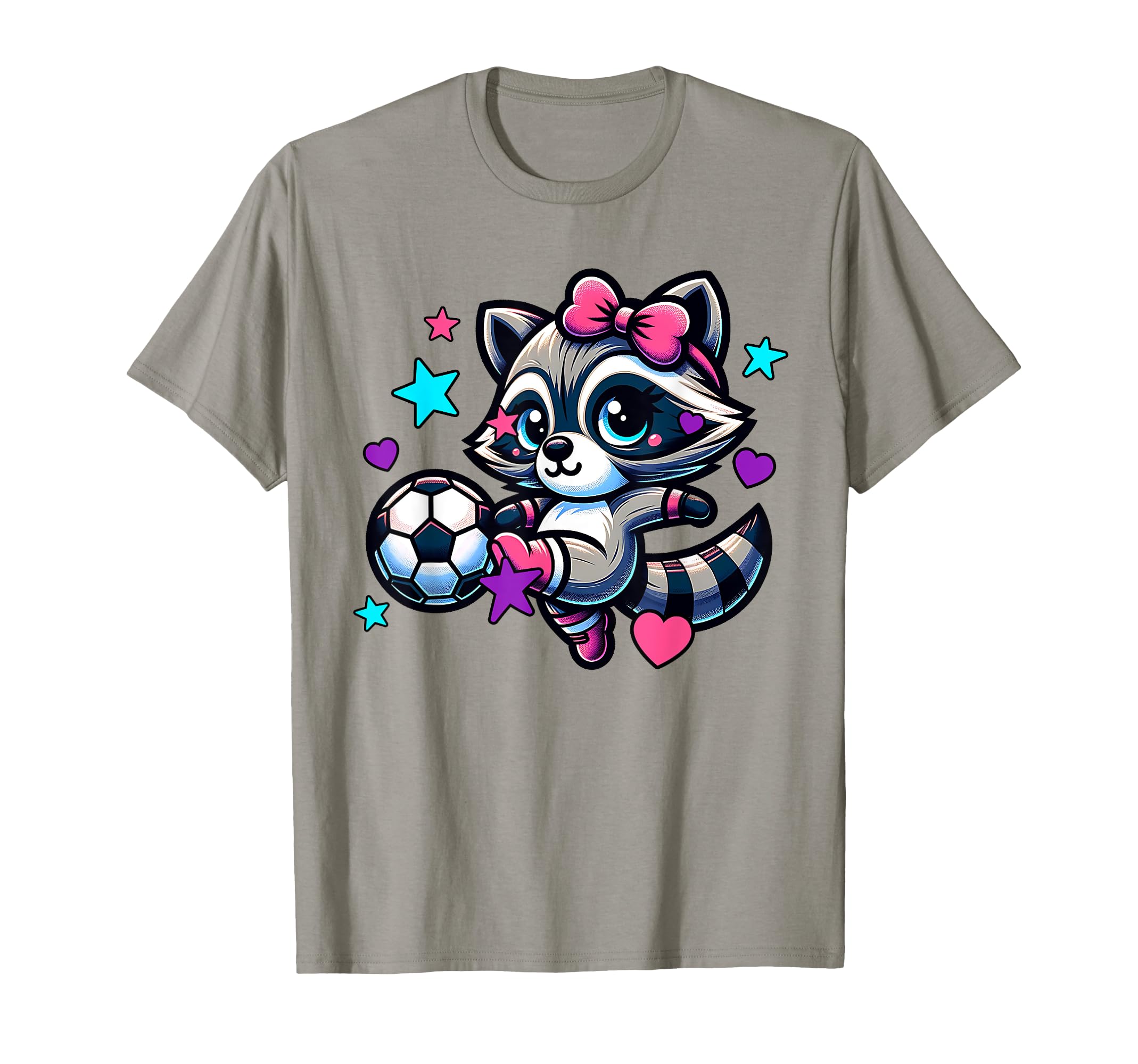 Soccer Raccoon Coquette Bow Trendy T-Shirt - Casual Everyday Wear Unisex - T-Shirt, Sweatshirt, Hoodie
