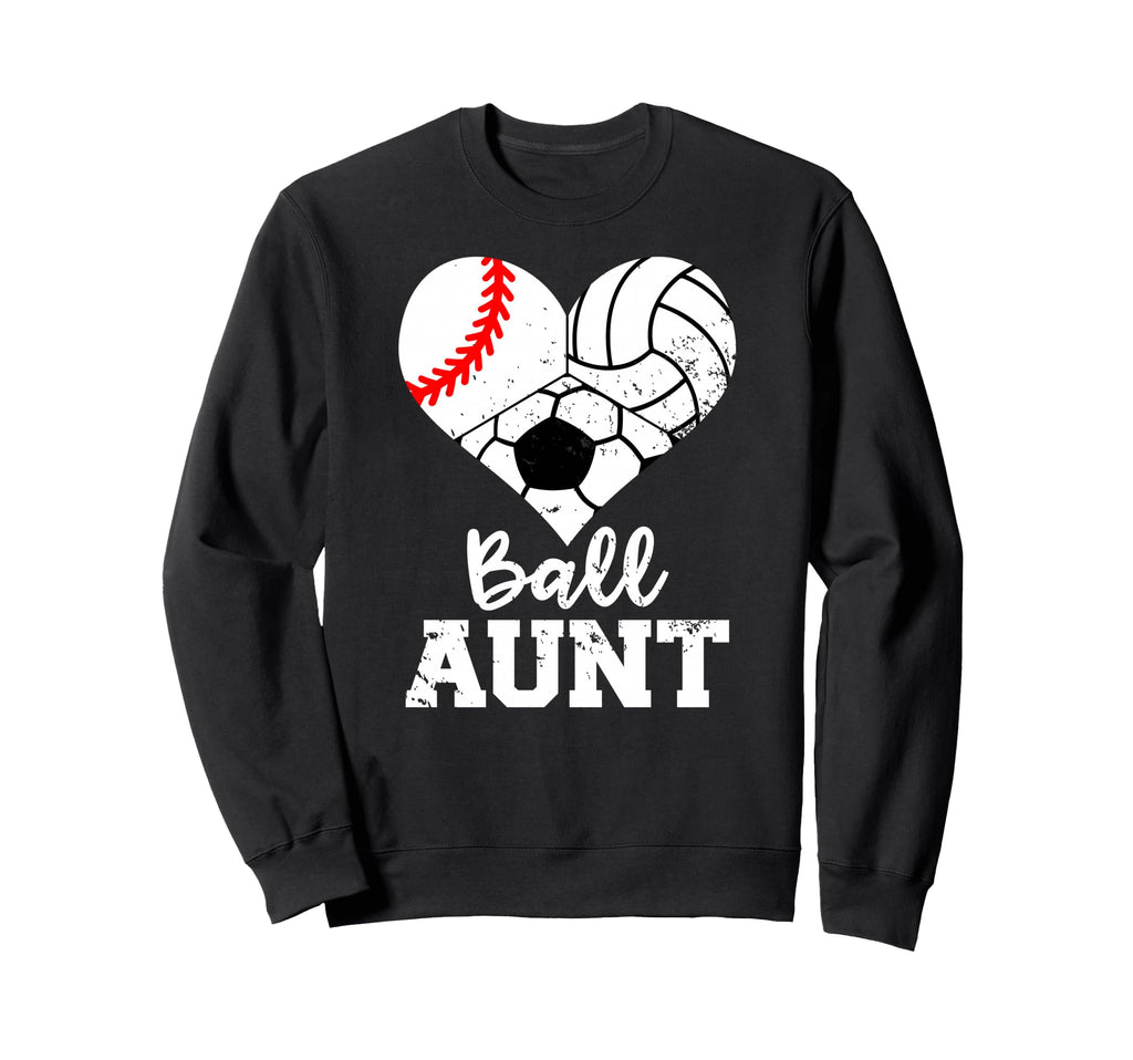 Ball Aunt Heart Baseball Volleyball Sweatshirt - Trendy Graphic Unisex - T-Shirt, Sweatshirt, Hoodie
