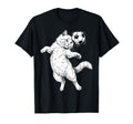 Funny Soccer Cat Header Ball Art T-Shirt - Trendy Graphic for Adults - T-Shirt, Sweatshirt, Hoodie