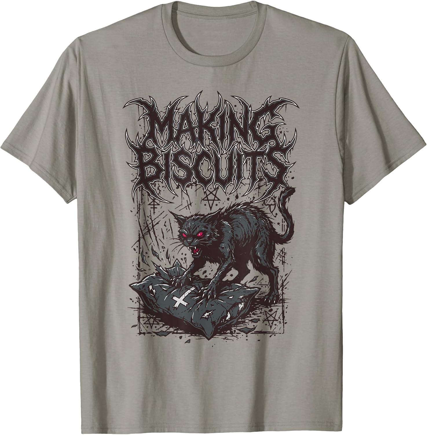 Death Metal Cat Making Biscuits Funny Heavy - Adult & Kids T-Shirts, Sweatshirts & Hoodies apparel design preview 1