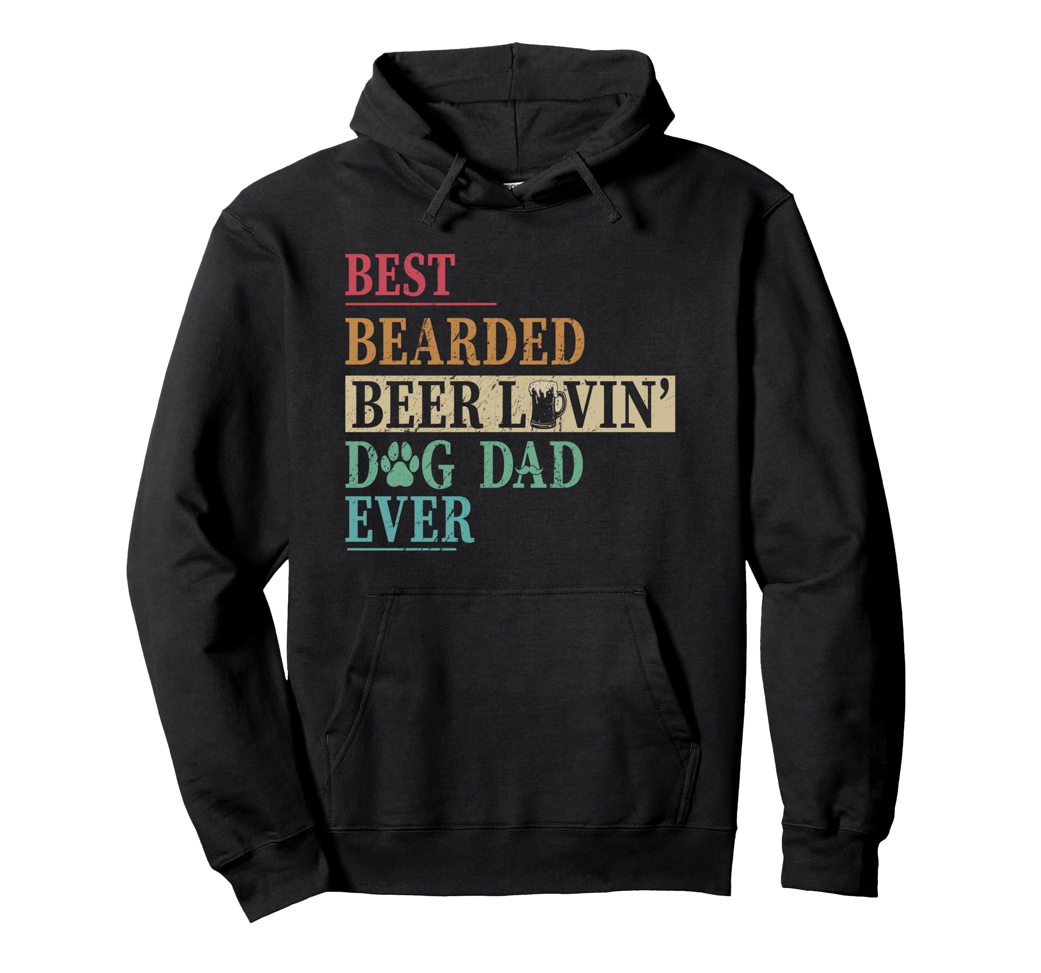 Best Bearded Beer Lovin Dog Dad Hoodie - Fun Novelty Design for Adults - T-Shirt, Sweatshirt, Hoodie