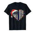 American Flag Blue Line Santa Hat T-Shirt - Trendy Graphic Men Women - T-Shirt, Sweatshirt, Hoodie