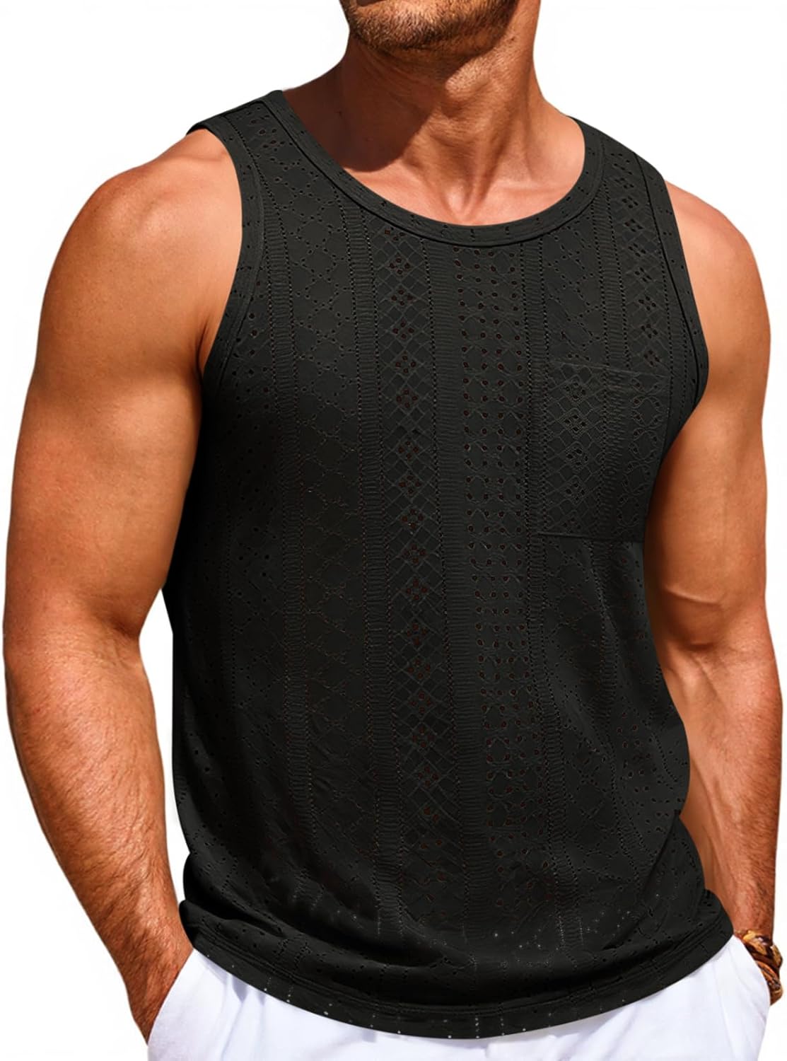Mens Tank Tops Casual Sleeveless Hollow Out Muscle - Adult & Kids T-Shirts, Sweatshirts & Hoodies apparel design preview 1