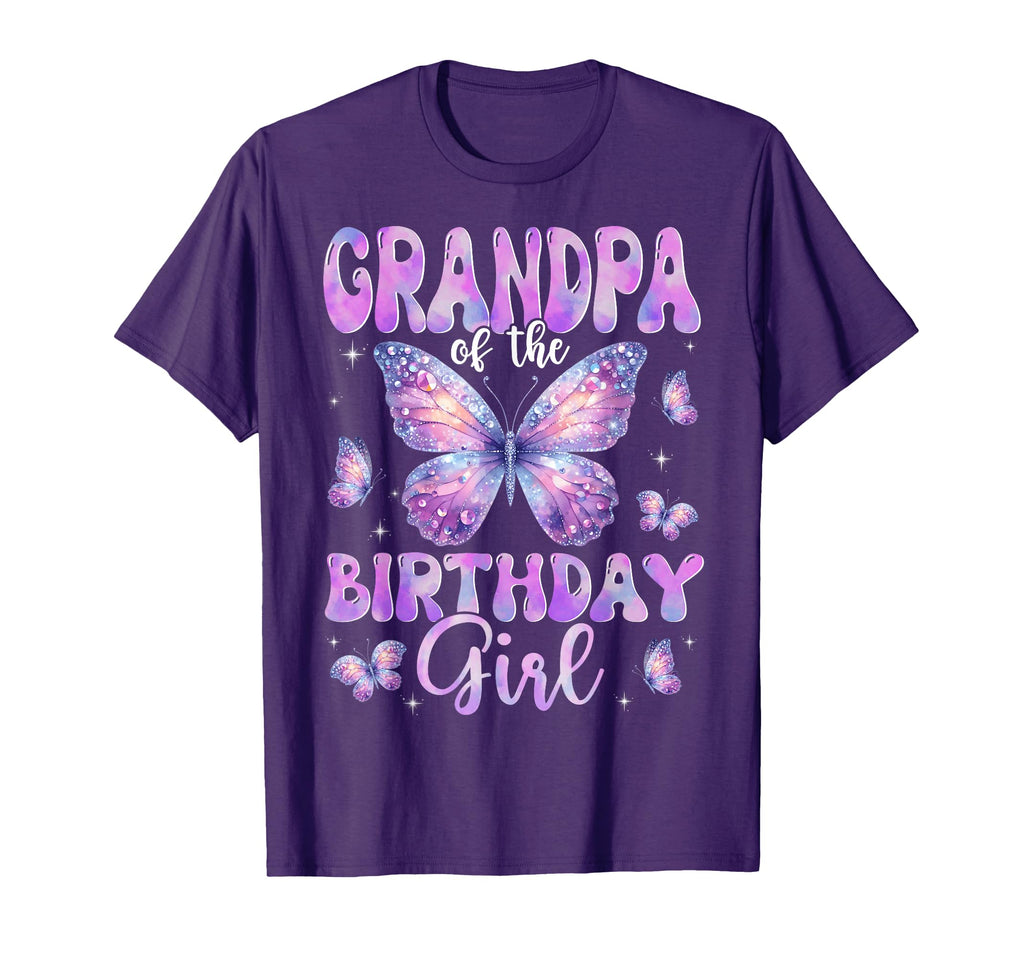 Grandpa Birthday Butterfly Family T-Shirt - Casual Everyday Wear Men Women - T-Shirt, Sweatshirt, Hoodie