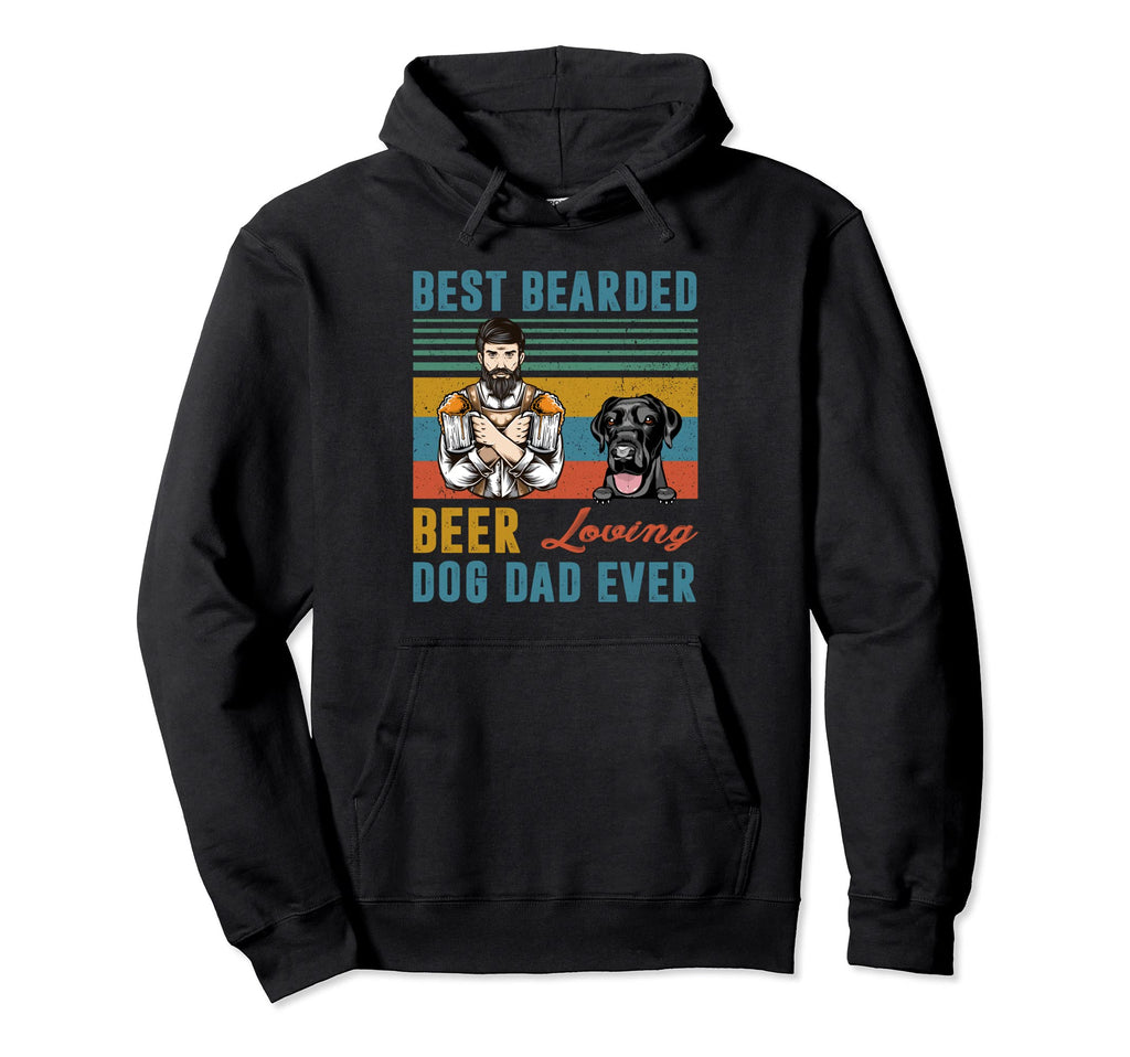 Best Bearded Beer Loving Dog Dad Ever Hoodie - Fun Novelty Design Unisex - T-Shirt, Sweatshirt, Hoodie