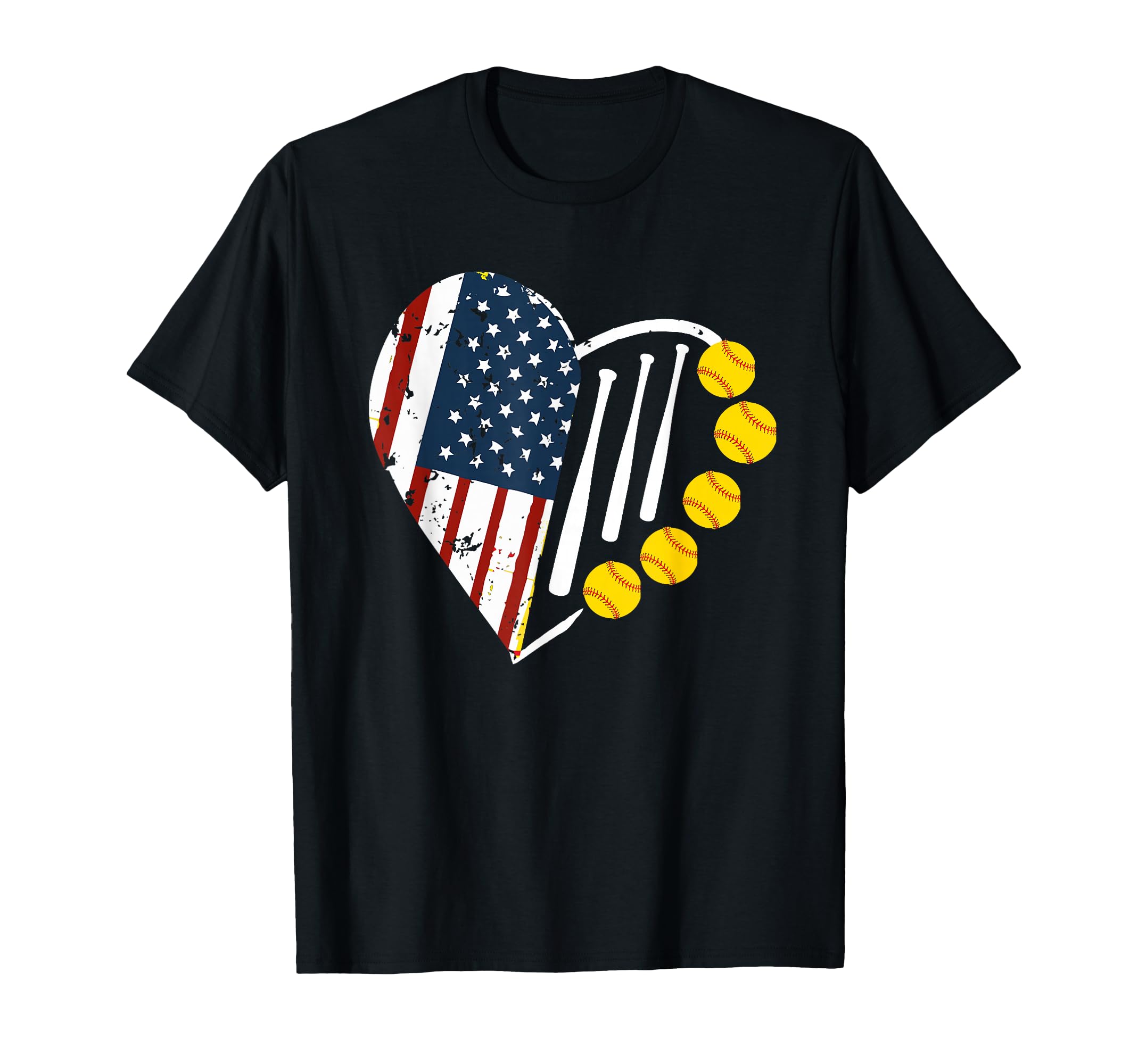 Softball American Flag 4Th July T-Shirt - Fun Novelty Design for Adults - T-Shirt, Sweatshirt, Hoodie