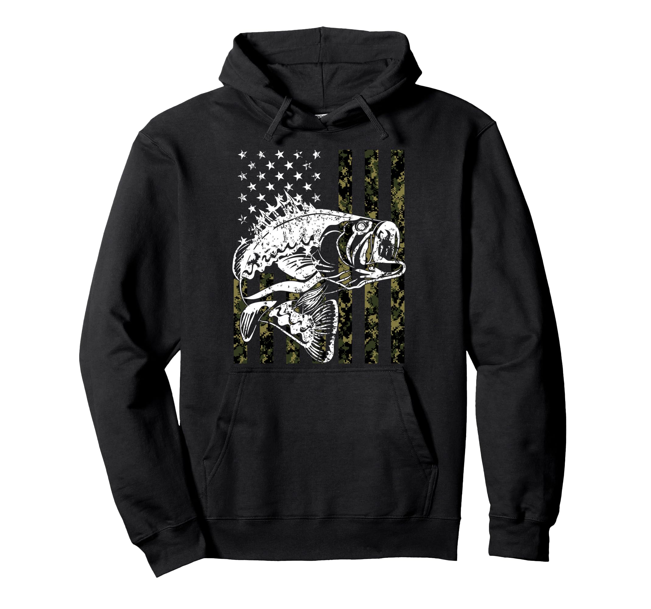 Fishing Camouflage American Flag Hoodie - Fun Novelty Design Men Women - T-Shirt, Sweatshirt, Hoodie