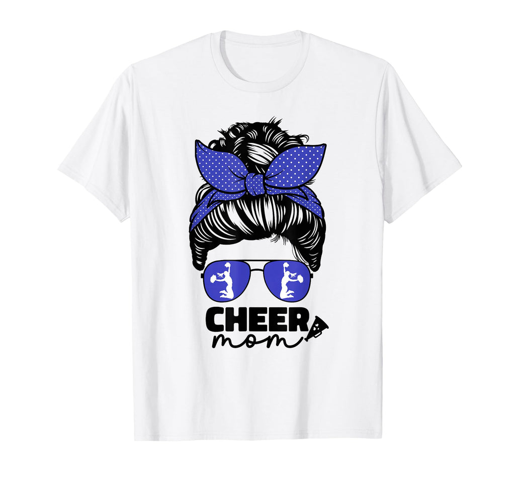 Cheer Mom Cheerleader Mom Blue Messy T-Shirt - Unique Graphic Men Women - T-Shirt, Sweatshirt, Hoodie