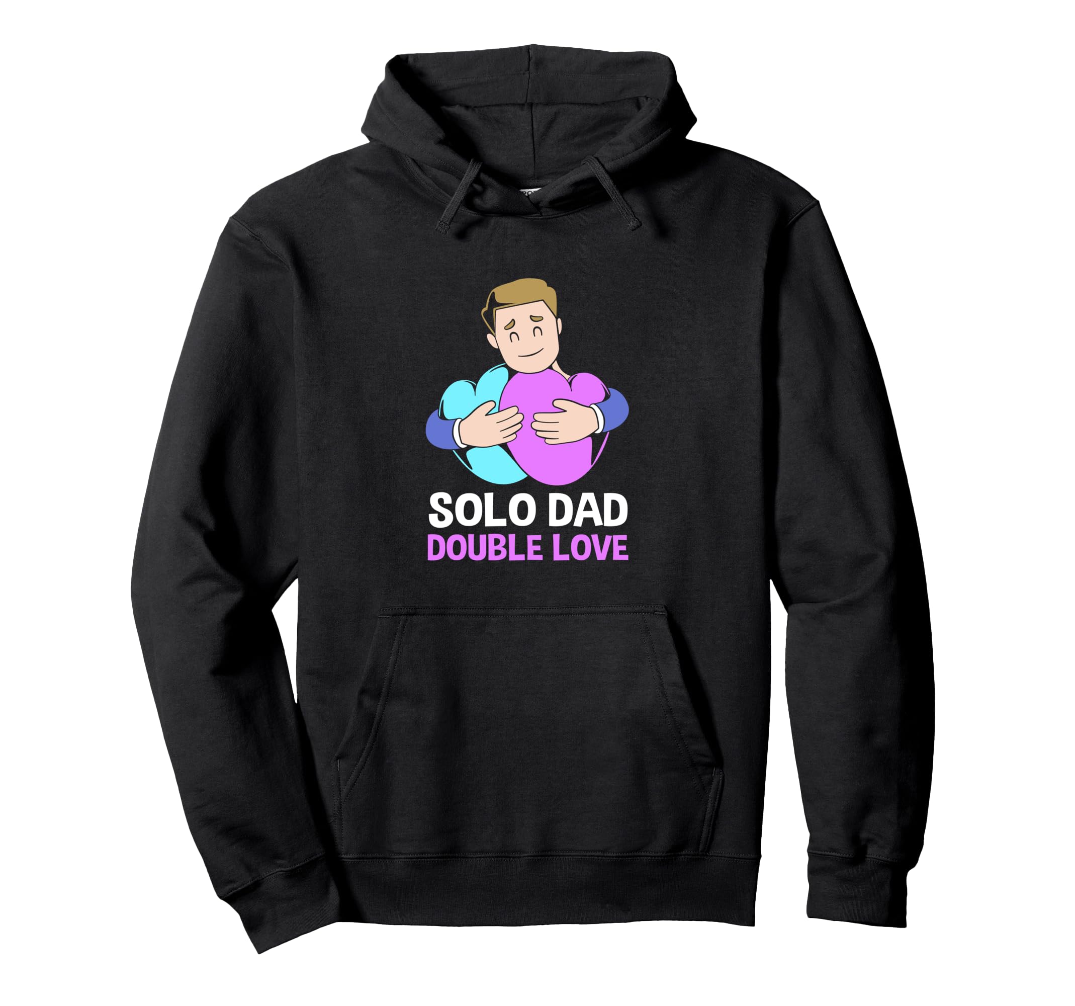 Single Dad Colorful Heart Solo Dad Double Hoodie - Minimalist Print Unisex - T-Shirt, Sweatshirt, Hoodie