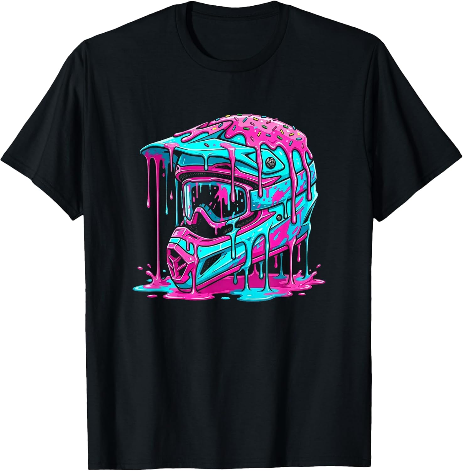 Motocross Helmet Drip Melt Graphic Dirt Bike Racing - Adult & Kids T-Shirts, Sweatshirts & Hoodies apparel design preview 1