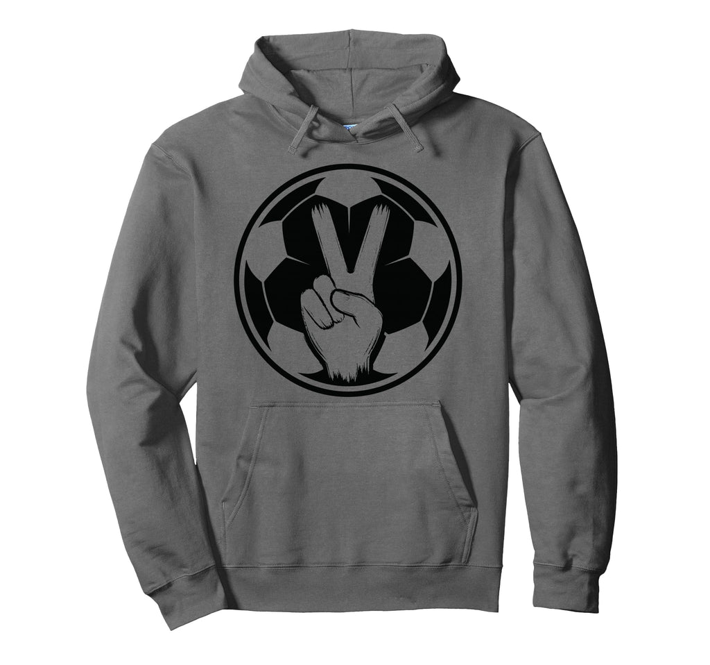 Soccer Peace Sign V Fingers Ball Hoodie - Fun Novelty Design for Adults - T-Shirt, Sweatshirt, Hoodie