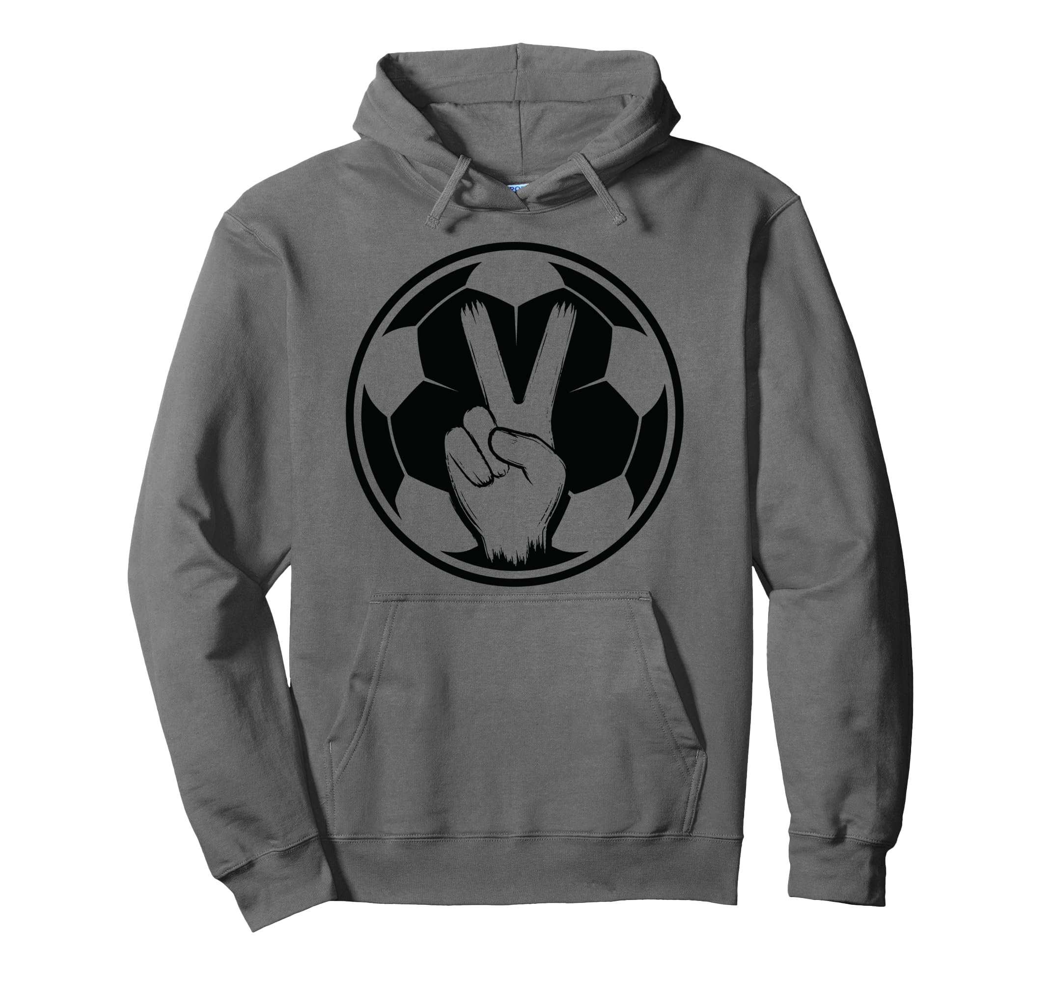 Soccer Peace Sign V Fingers Ball Hoodie - Fun Novelty Design for Adults - T-Shirt, Sweatshirt, Hoodie