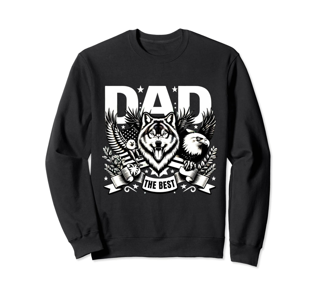 Best Dad Wolf Bald Eagle American Sweatshirt - Trendy Graphic for Adults - T-Shirt, Sweatshirt, Hoodie
