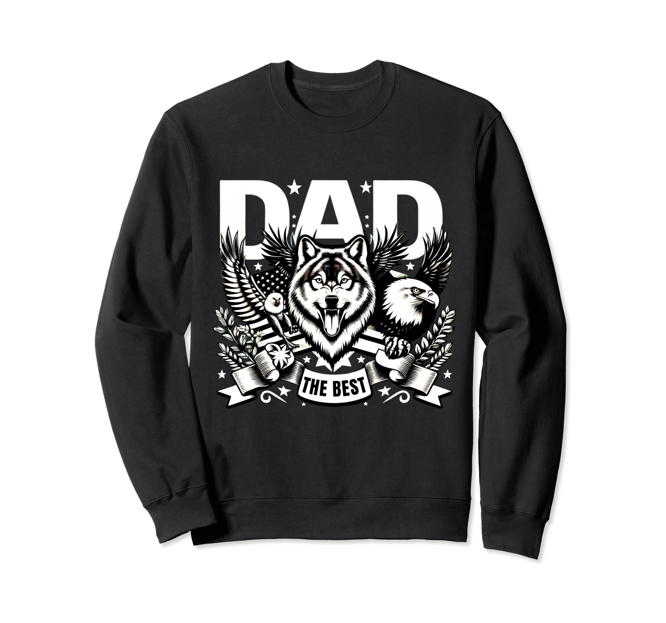 Best Dad Wolf Bald Eagle American Sweatshirt - Trendy Graphic for Adults - T-Shirt, Sweatshirt, Hoodie
