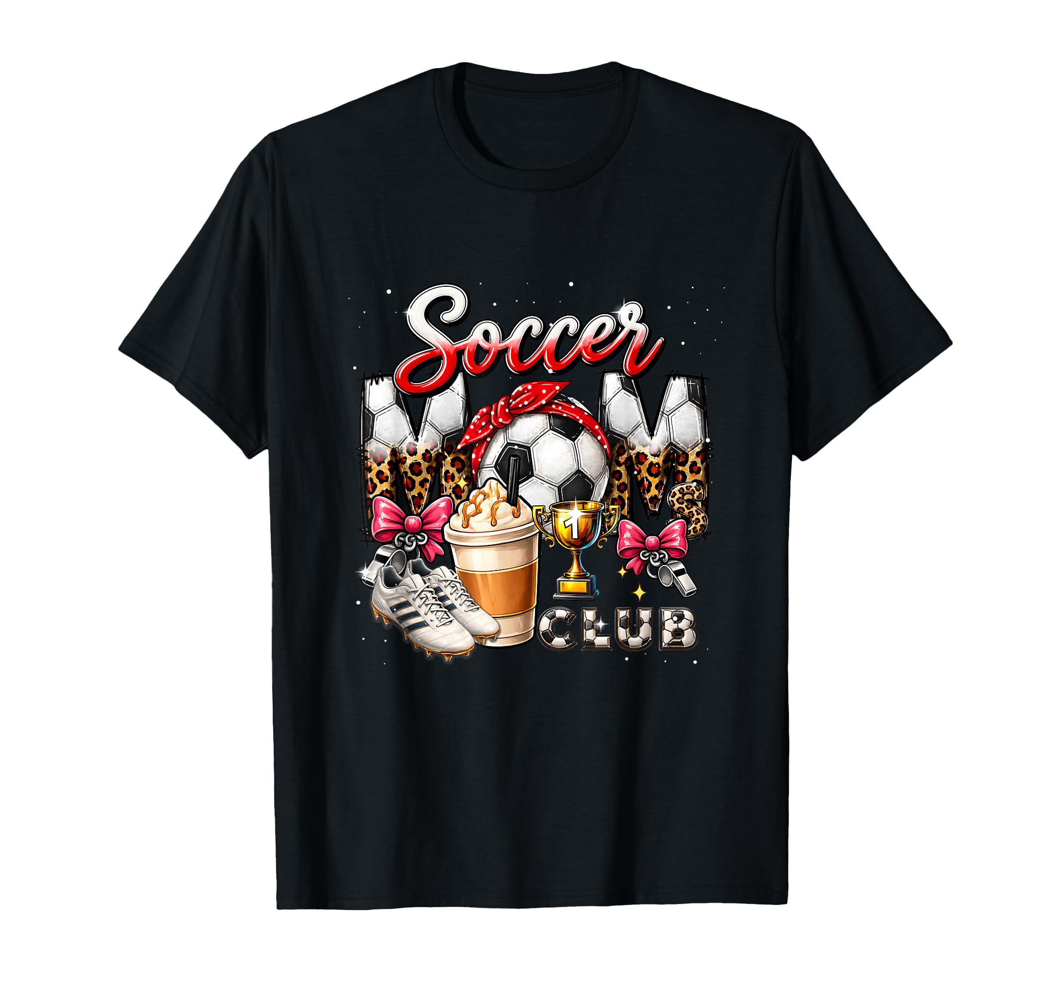 Soccer Mom Club Leopard Football Mother T-Shirt - Graphic Print for Adults - T-Shirt, Sweatshirt, Hoodie