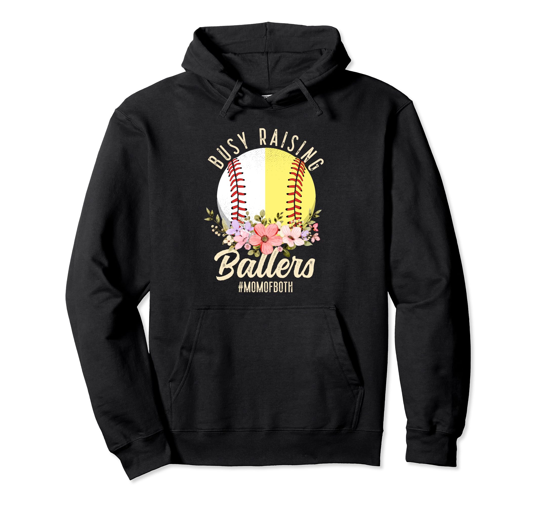 Baseball Softball Mom Both Busy Raising Hoodie - Fun Novelty Design Unisex - T-Shirt, Sweatshirt, Hoodie