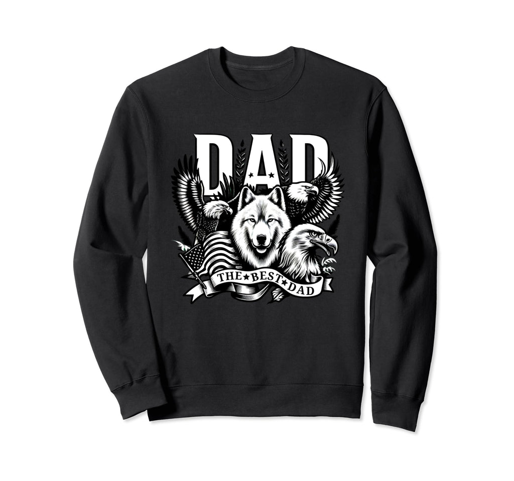 Best Dad Wolf Bald Eagle American Sweatshirt - Aesthetic Graphic Men Women - T-Shirt, Sweatshirt, Hoodie