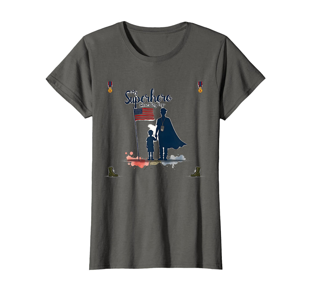 My Superhero Wears Dog Tags Proud Veteran T-Shirt - Unique Graphic Unisex - T-Shirt, Sweatshirt, Hoodie