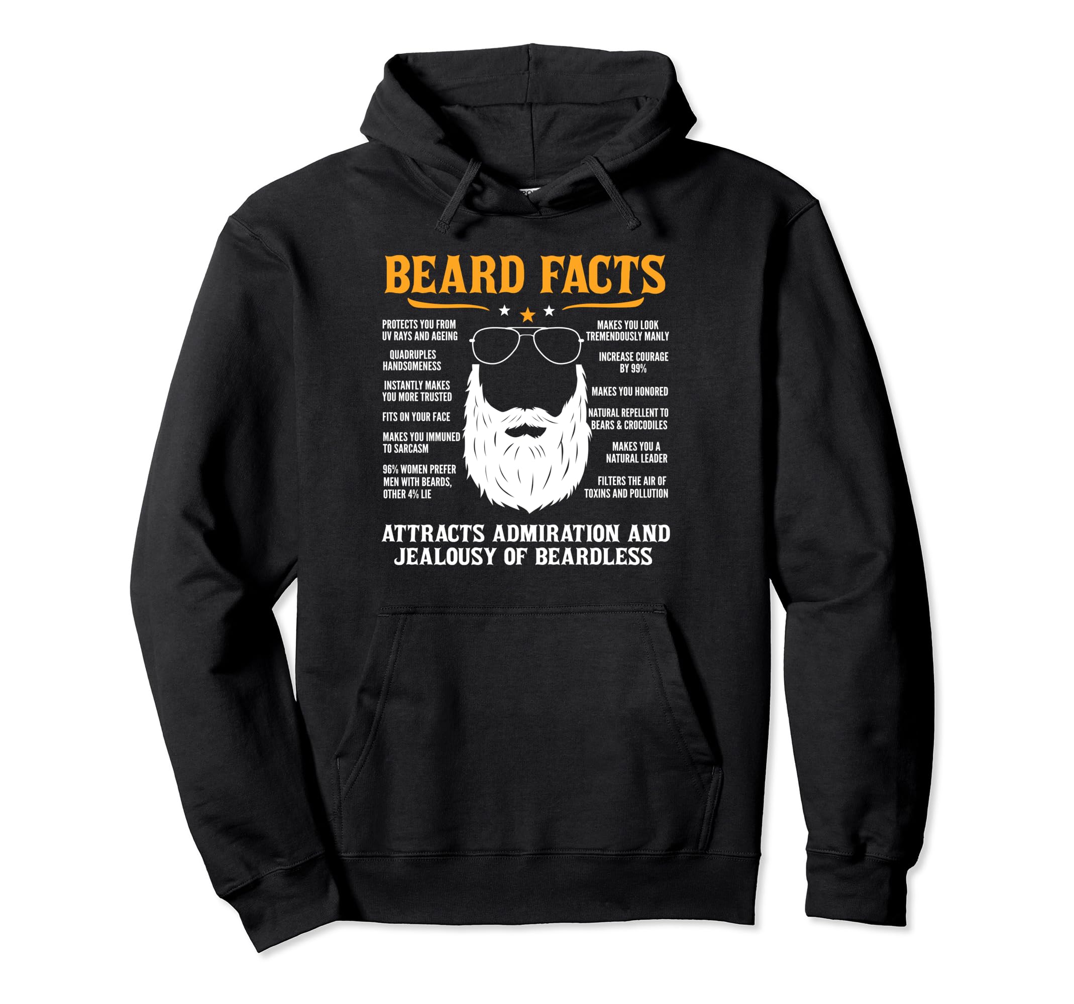 Beard Facts Funny Beard Lovers Hoodie - Custom Art Print for Adults - T-Shirt, Sweatshirt, Hoodie