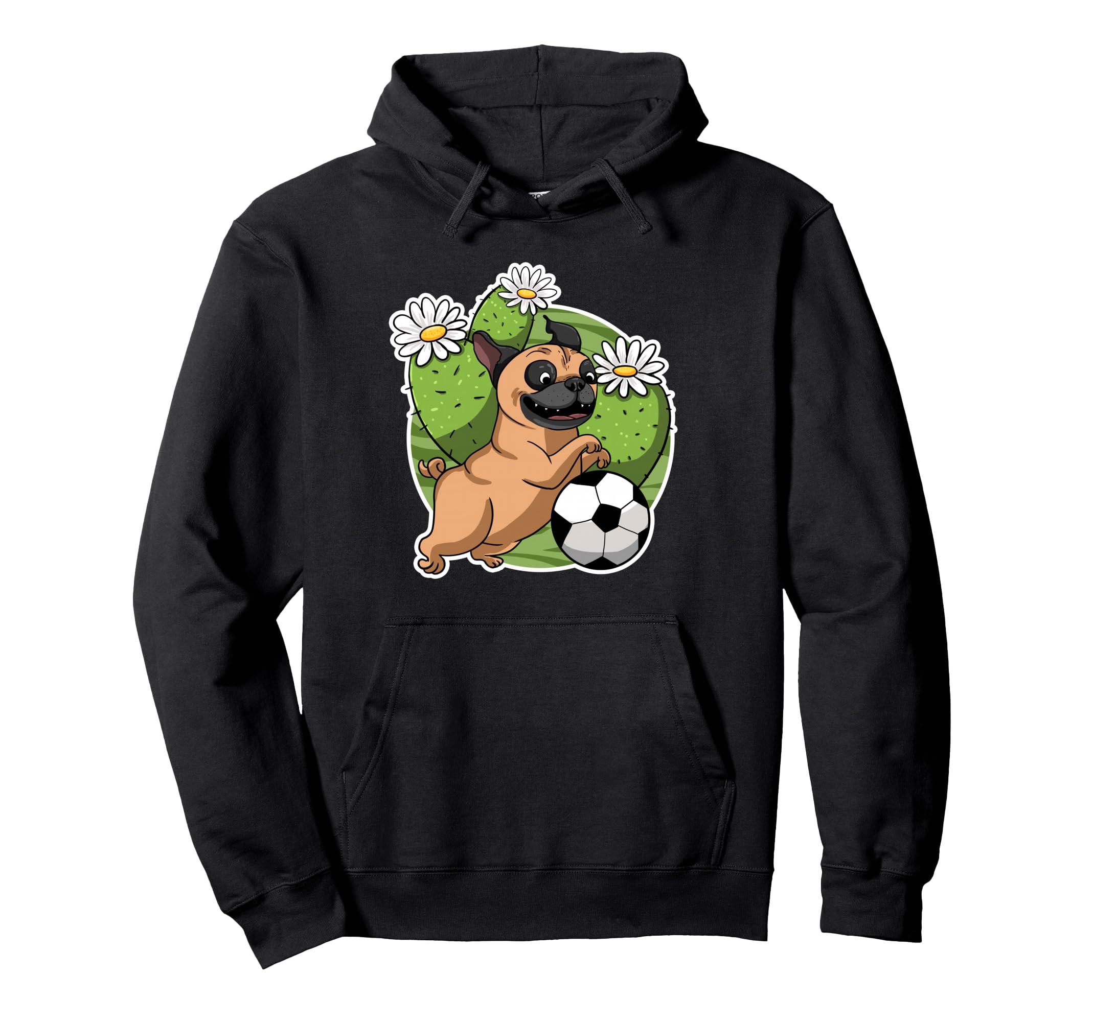 Pug Soccer Cactus Football Desert Plant Hoodie - Fun Novelty Design Unisex - T-Shirt, Sweatshirt, Hoodie