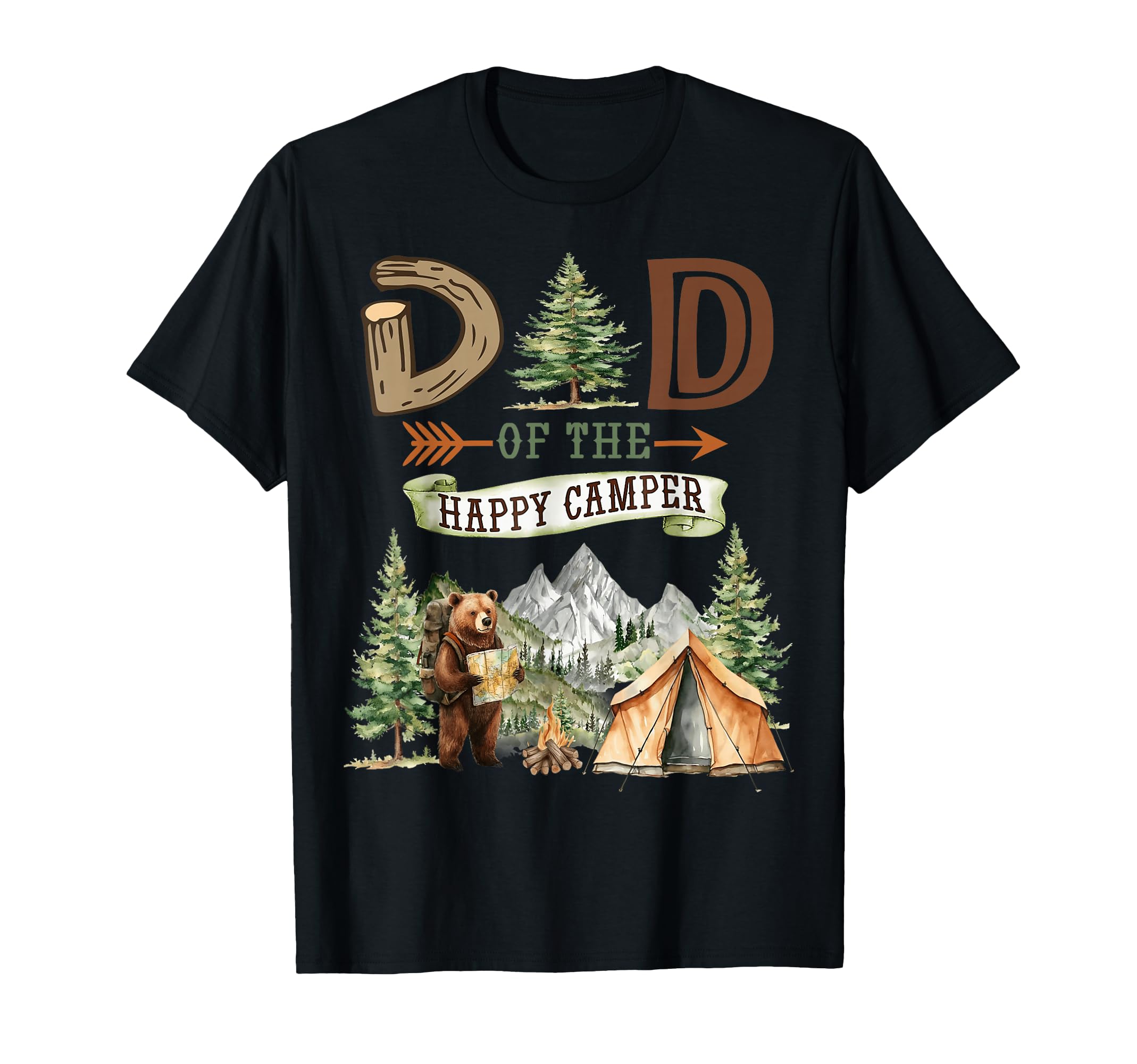 Dad Happy Camper First Birthday Camping T-Shirt - Unique Graphic Unisex - T-Shirt, Sweatshirt, Hoodie