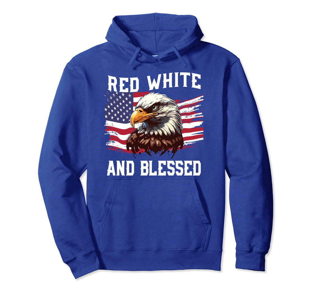 Funny Red White And Blessed 4Th July Hoodie - Streetwear Style Men Women - T-Shirt, Sweatshirt, Hoodie