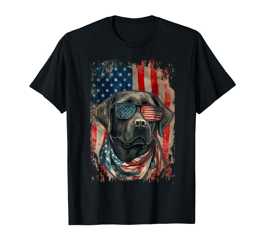 Black Labrador Retriever Usa Flag T-Shirt - Unique Graphic Men Women - T-Shirt, Sweatshirt, Hoodie