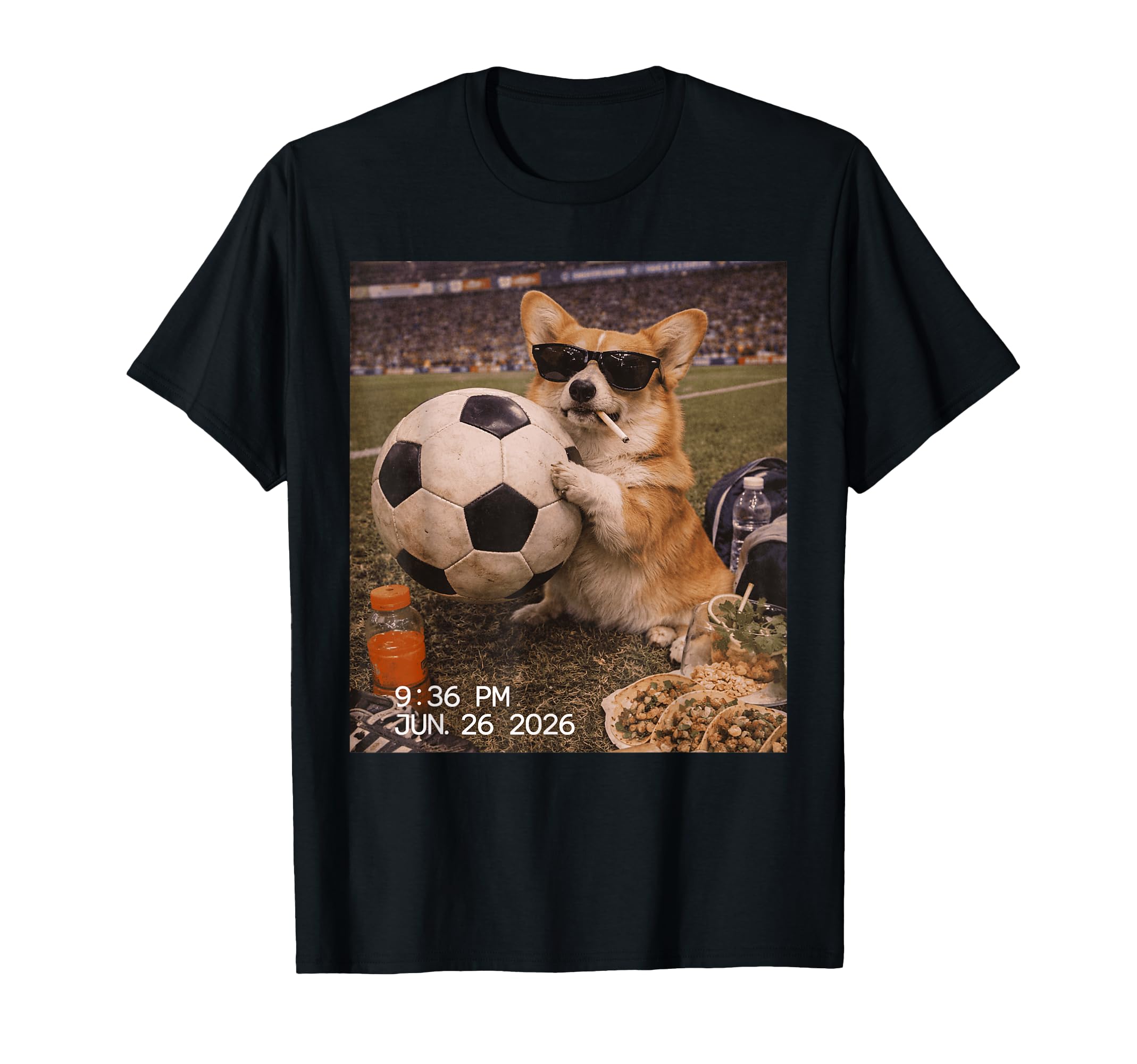 Funny Corgi Dog Soccer Fan Sunglasses T-Shirt - Trendy Graphic Men Women - T-Shirt, Sweatshirt, Hoodie