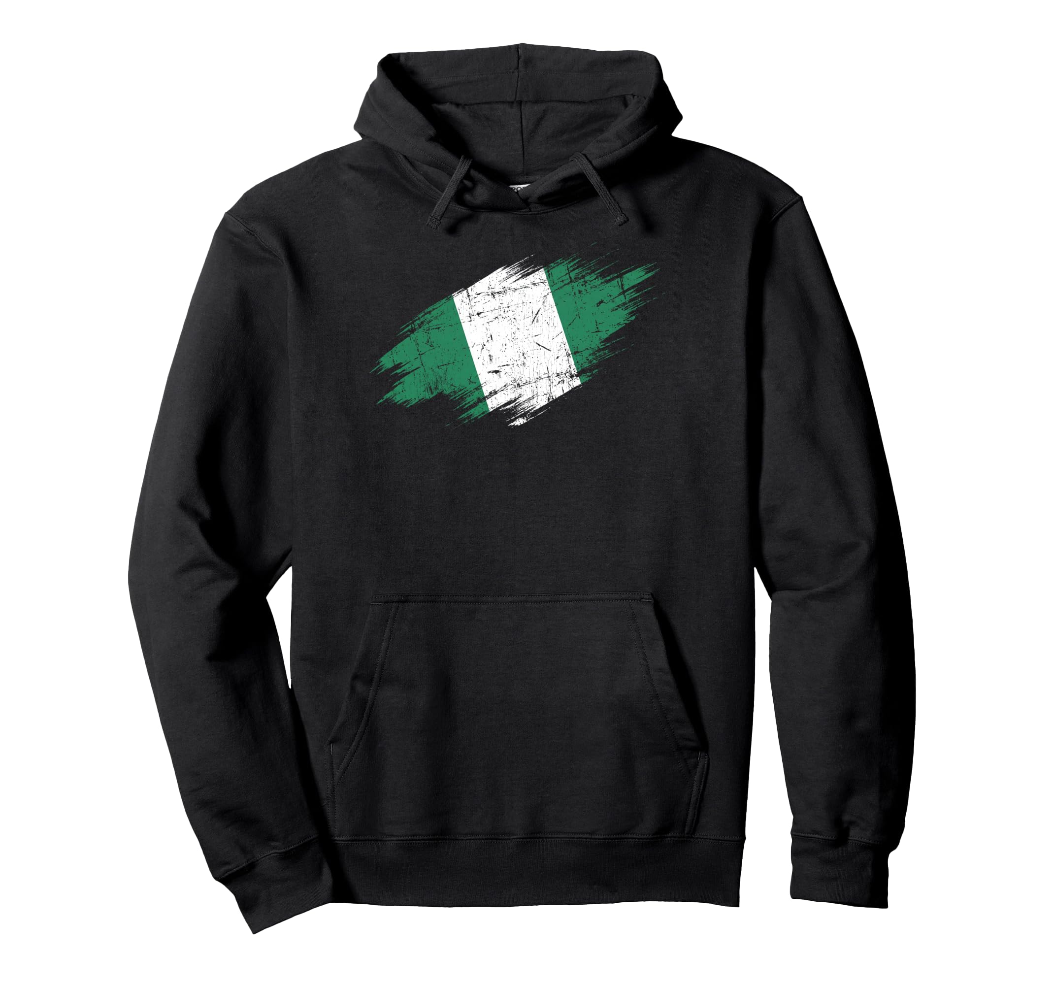 Nigeria Soccer Fan Tattered Flag Hoodie - Streetwear Style for Adults - T-Shirt, Sweatshirt, Hoodie
