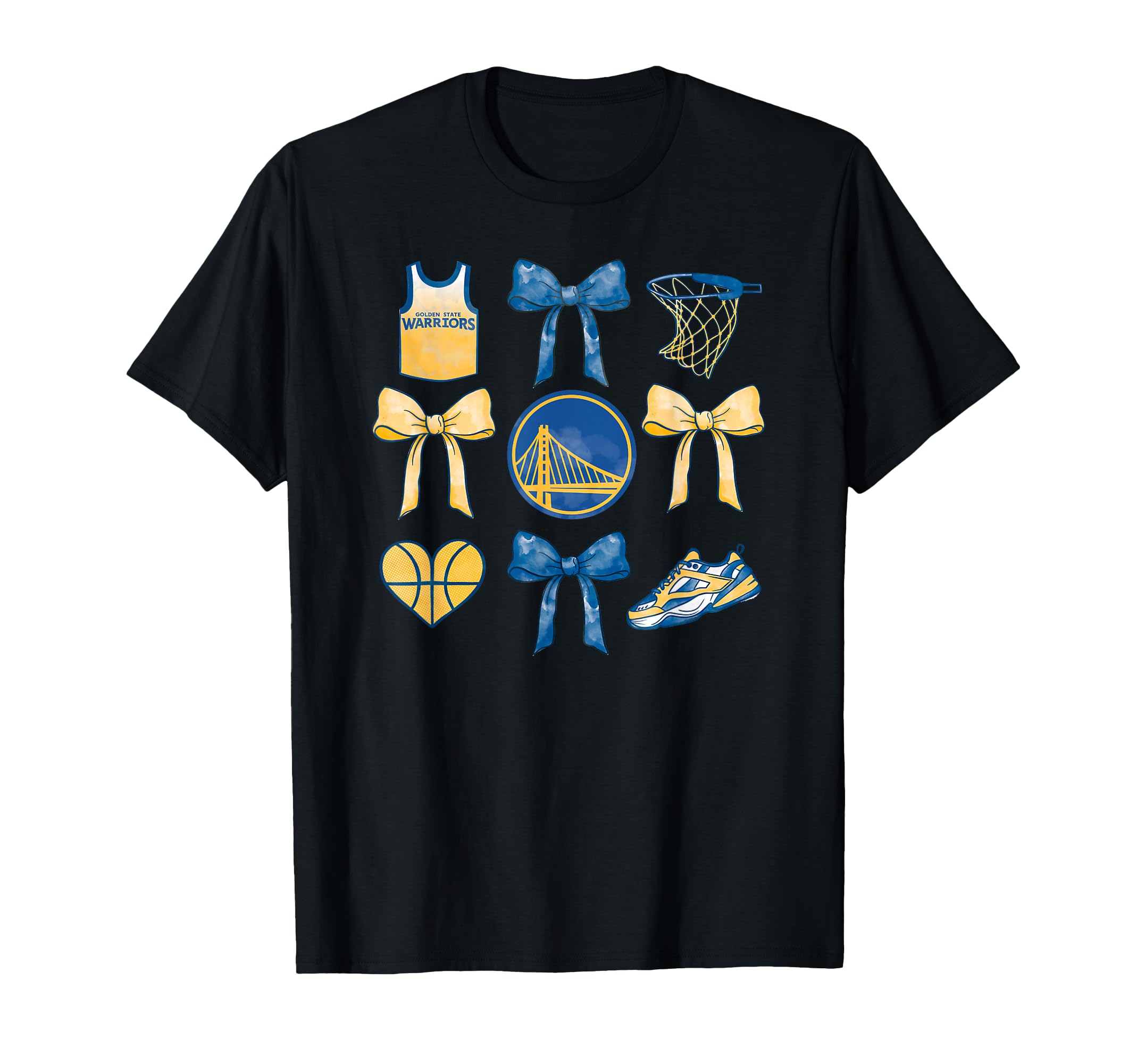 Nba Golden State Warriors Bow Grid T-Shirt - Fun Novelty Design for Adults - T-Shirt, Sweatshirt, Hoodie