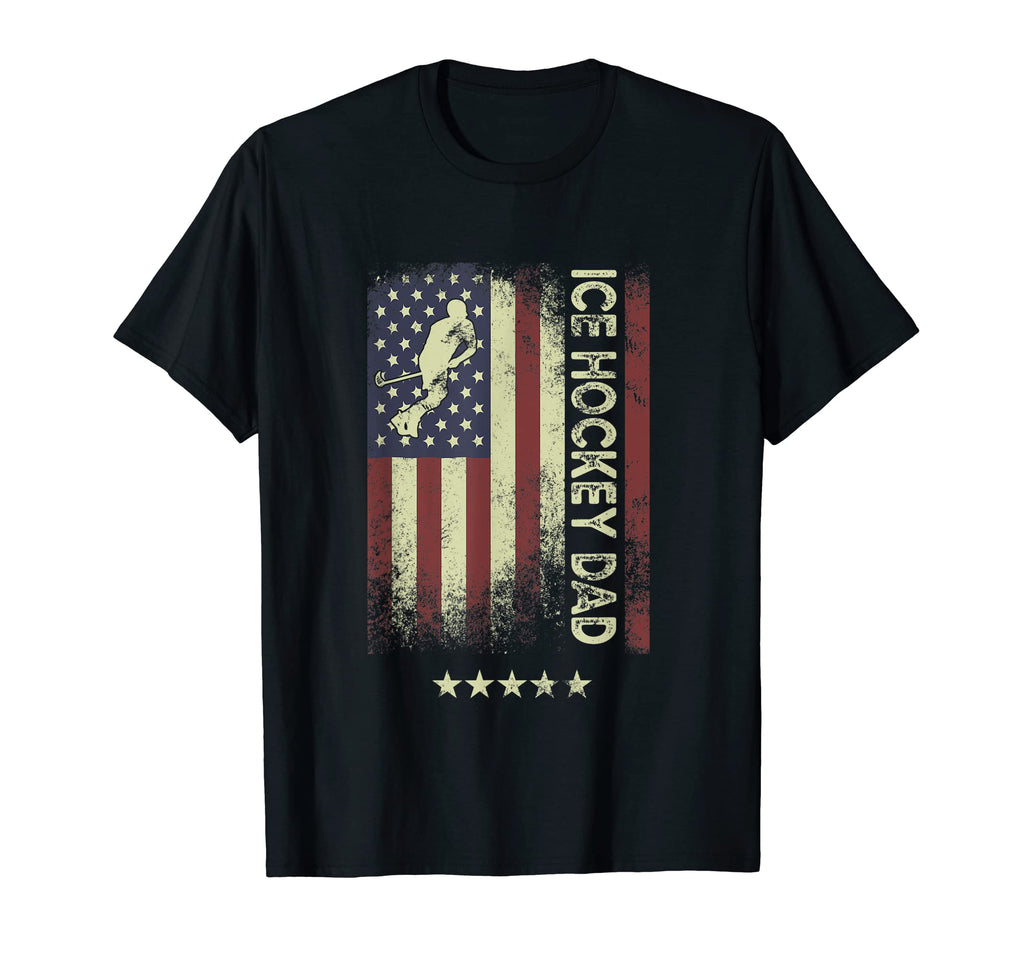 Usa American Flag Ice Hockey Dad T-Shirt - Novelty Apparel Unisex - T-Shirt, Sweatshirt, Hoodie