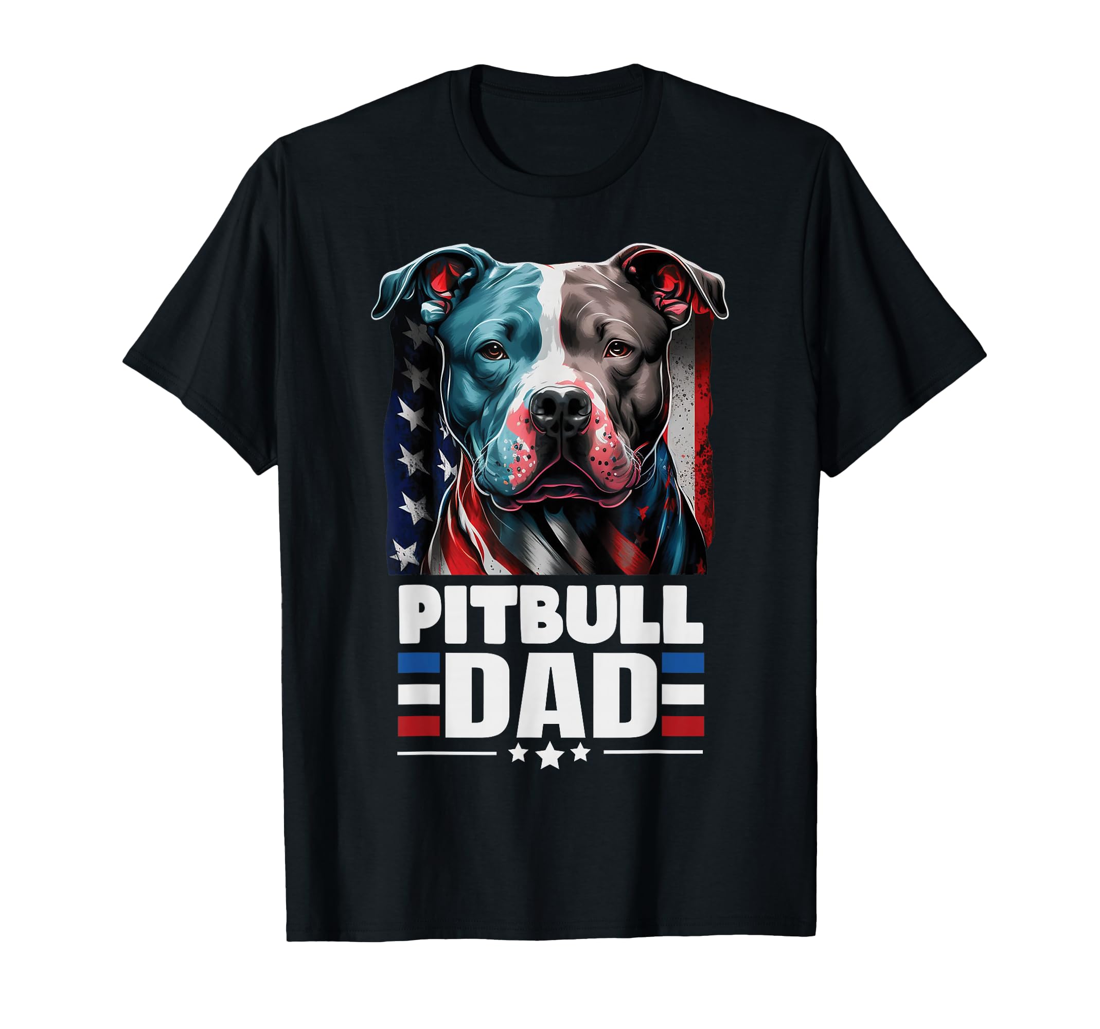 Pitbull Dad American Flag 4Th July Dog T-Shirt - Unique Graphic Men Women - T-Shirt, Sweatshirt, Hoodie