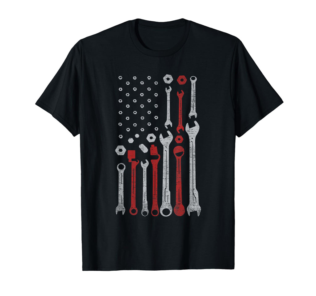 Mechanic Flag Usa American Patriotic Flag T-Shirt - Unique Graphic Unisex - T-Shirt, Sweatshirt, Hoodie