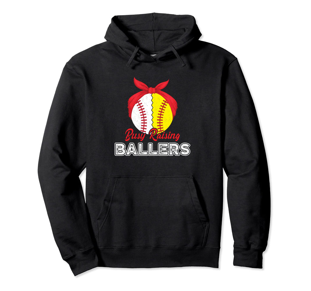 Busy Raising Ballers Mom Mother Baseball Hoodie - Minimalist Print Unisex - T-Shirt, Sweatshirt, Hoodie
