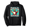Funny Soccer Goalie Jesus Saves Hoodie - Unique Graphic for Adults - T-Shirt, Sweatshirt, Hoodie