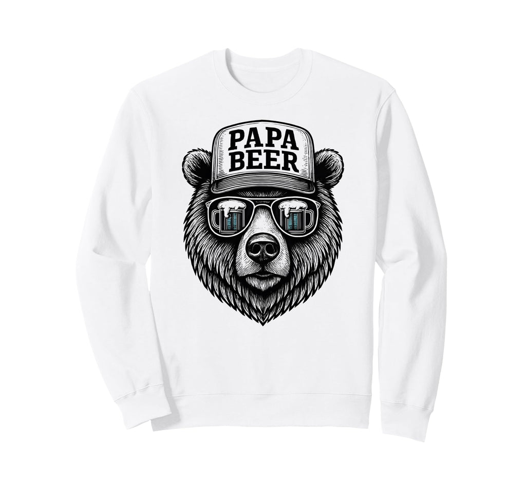 Papa Beer Funny Dad Bear Drinking Sweatshirt - Custom Art Print Unisex - T-Shirt, Sweatshirt, Hoodie