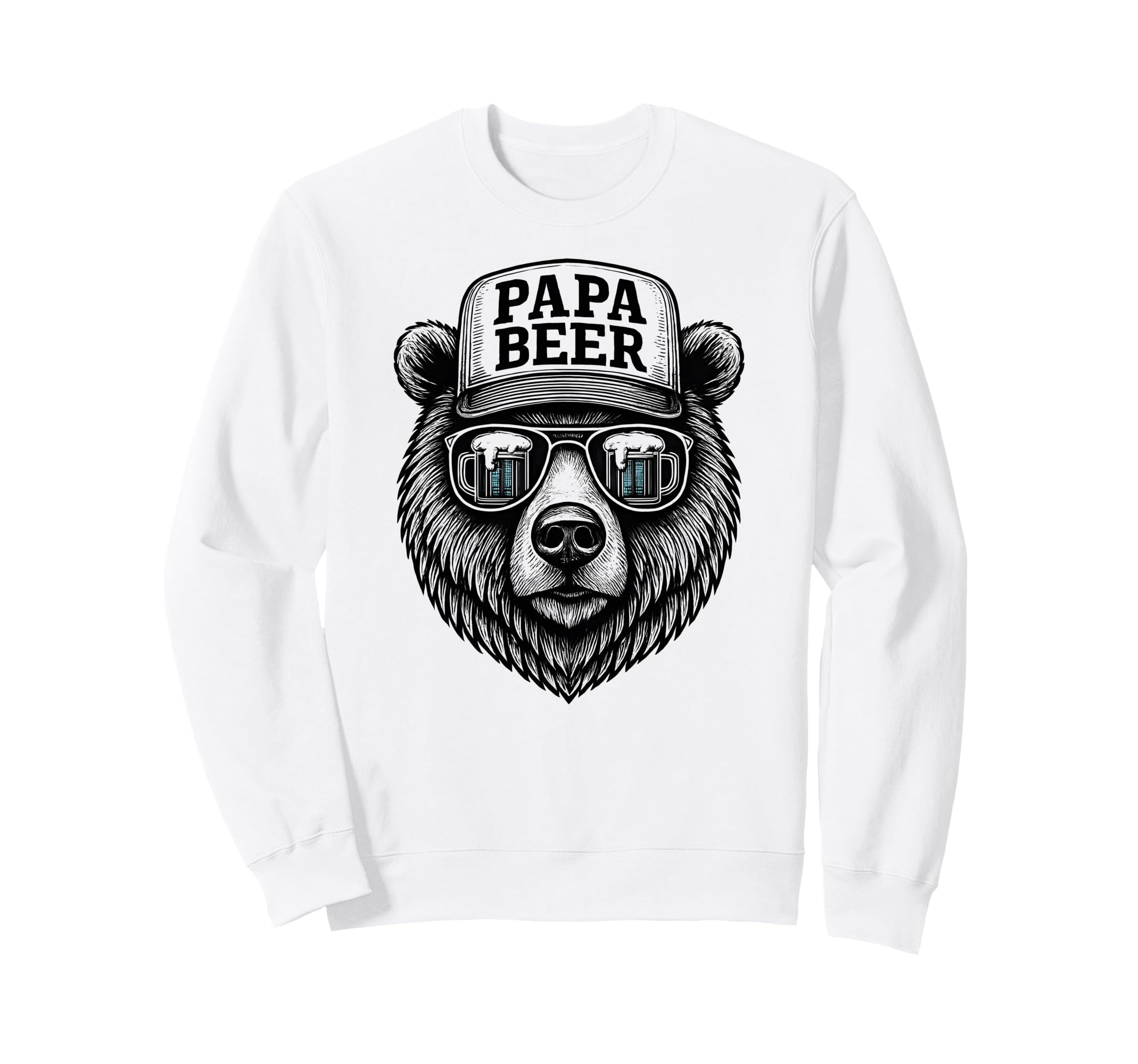 Papa Beer Funny Dad Bear Drinking Sweatshirt - Custom Art Print Unisex - T-Shirt, Sweatshirt, Hoodie