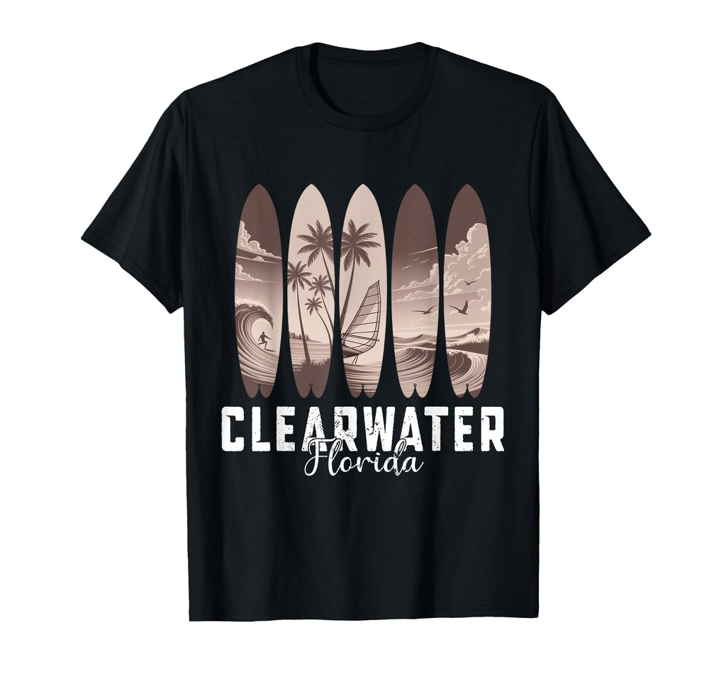 Clearwater Beach Florida Surfboard T-Shirt - Minimalist Print for Adults - T-Shirt, Sweatshirt, Hoodie