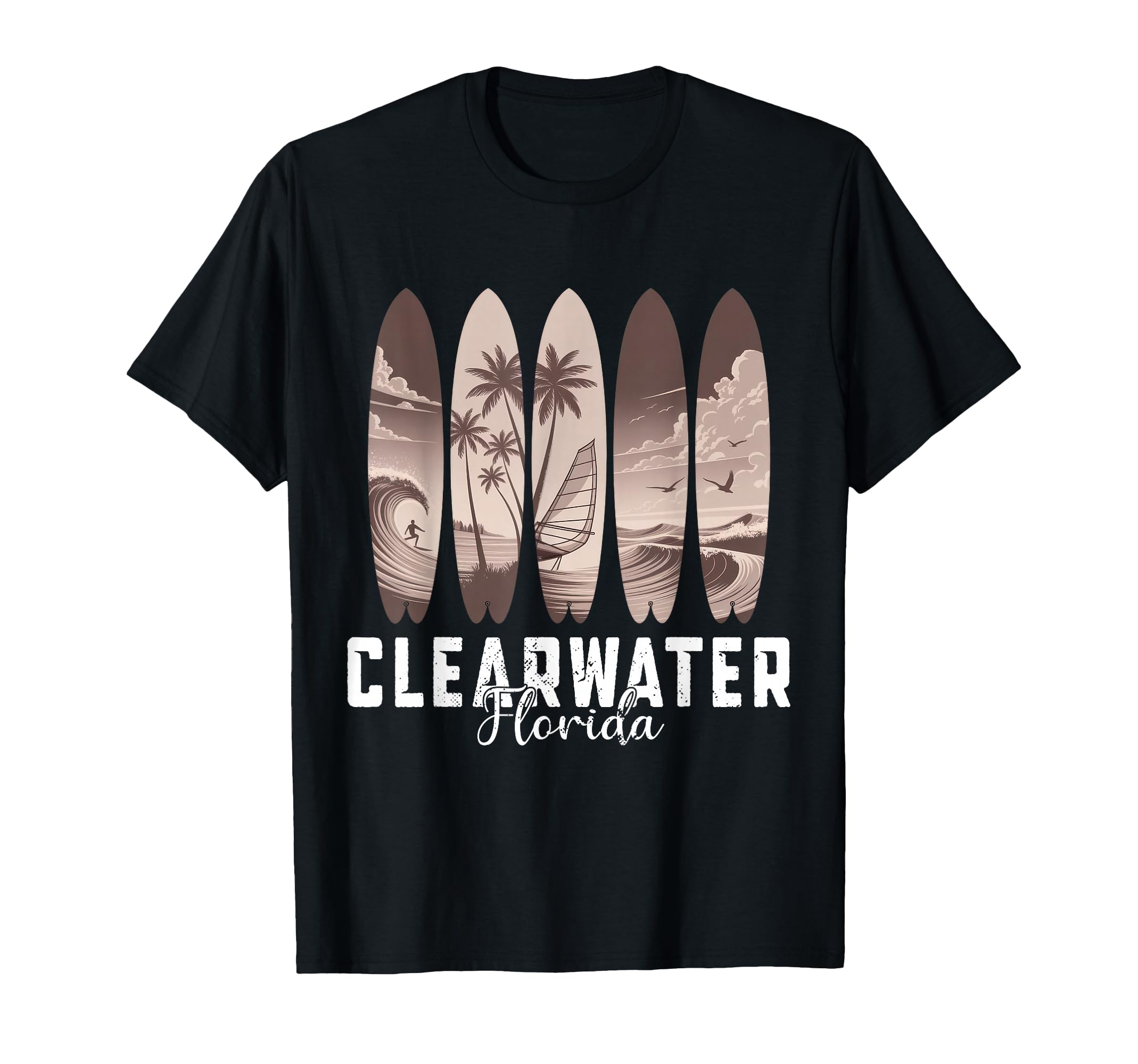 Clearwater Beach Florida Surfboard T-Shirt - Minimalist Print for Adults - T-Shirt, Sweatshirt, Hoodie