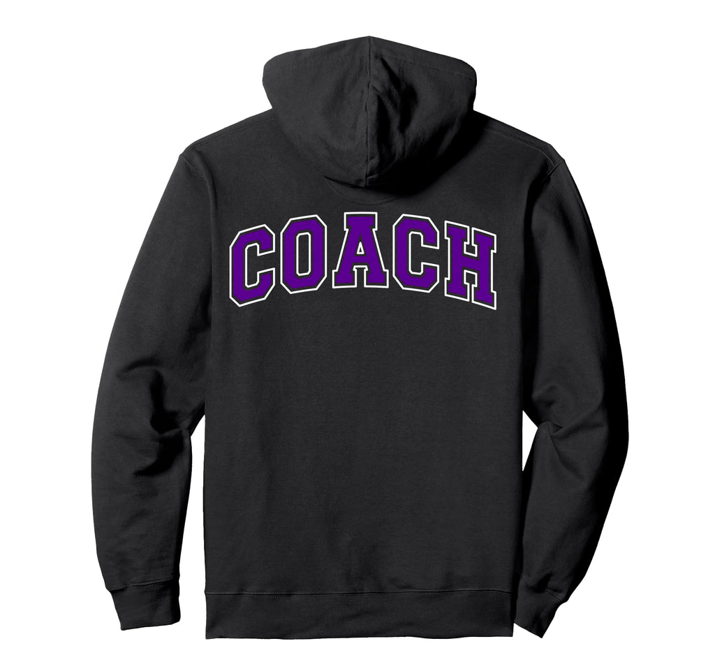 Coach Sports Trainer Purple White Back Hoodie - Graphic Print for Adults - T-Shirt, Sweatshirt, Hoodie