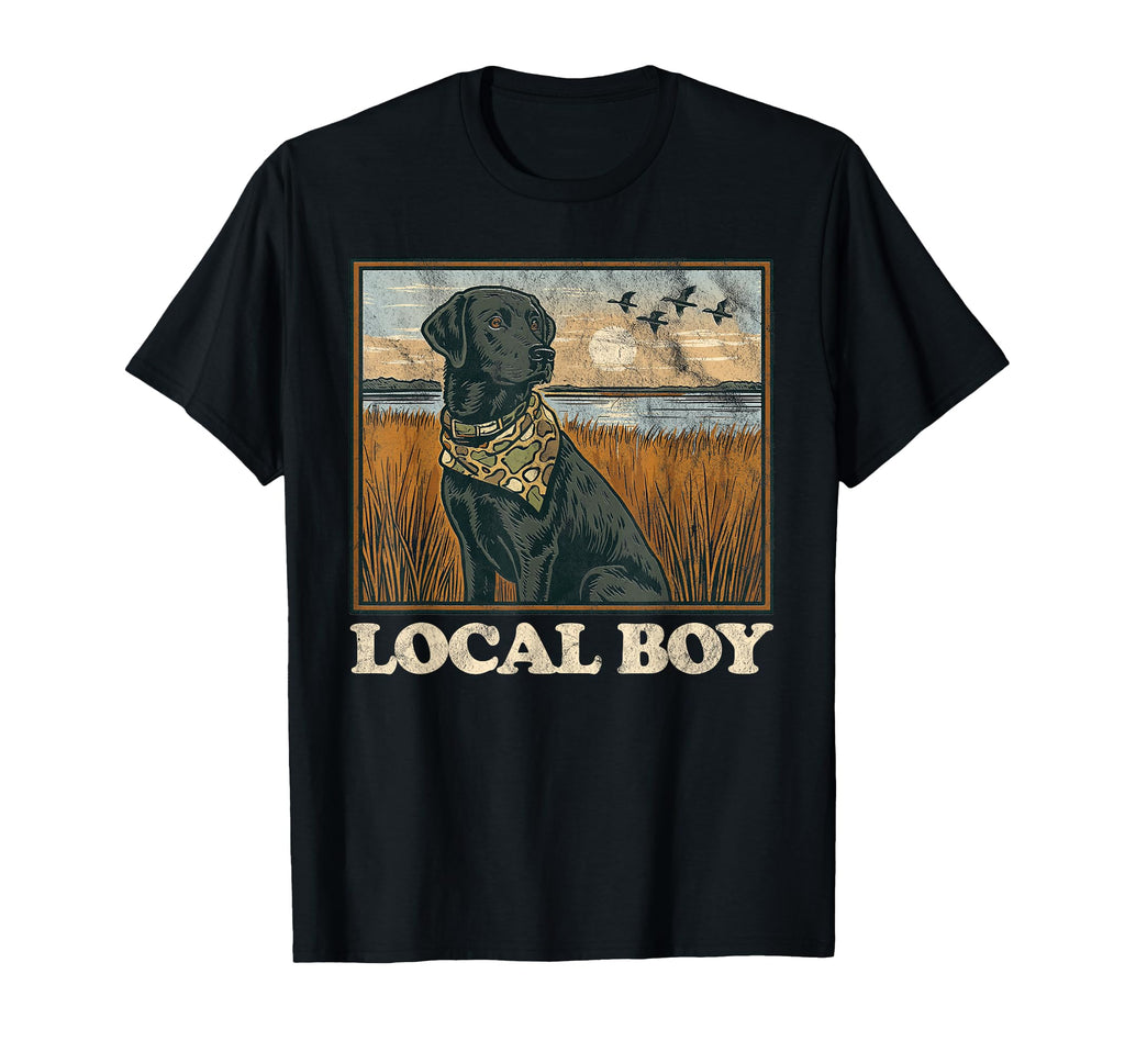 Local Black Lab Hunting Dog Marsh T-Shirt - Aesthetic Graphic Men Women - T-Shirt, Sweatshirt, Hoodie