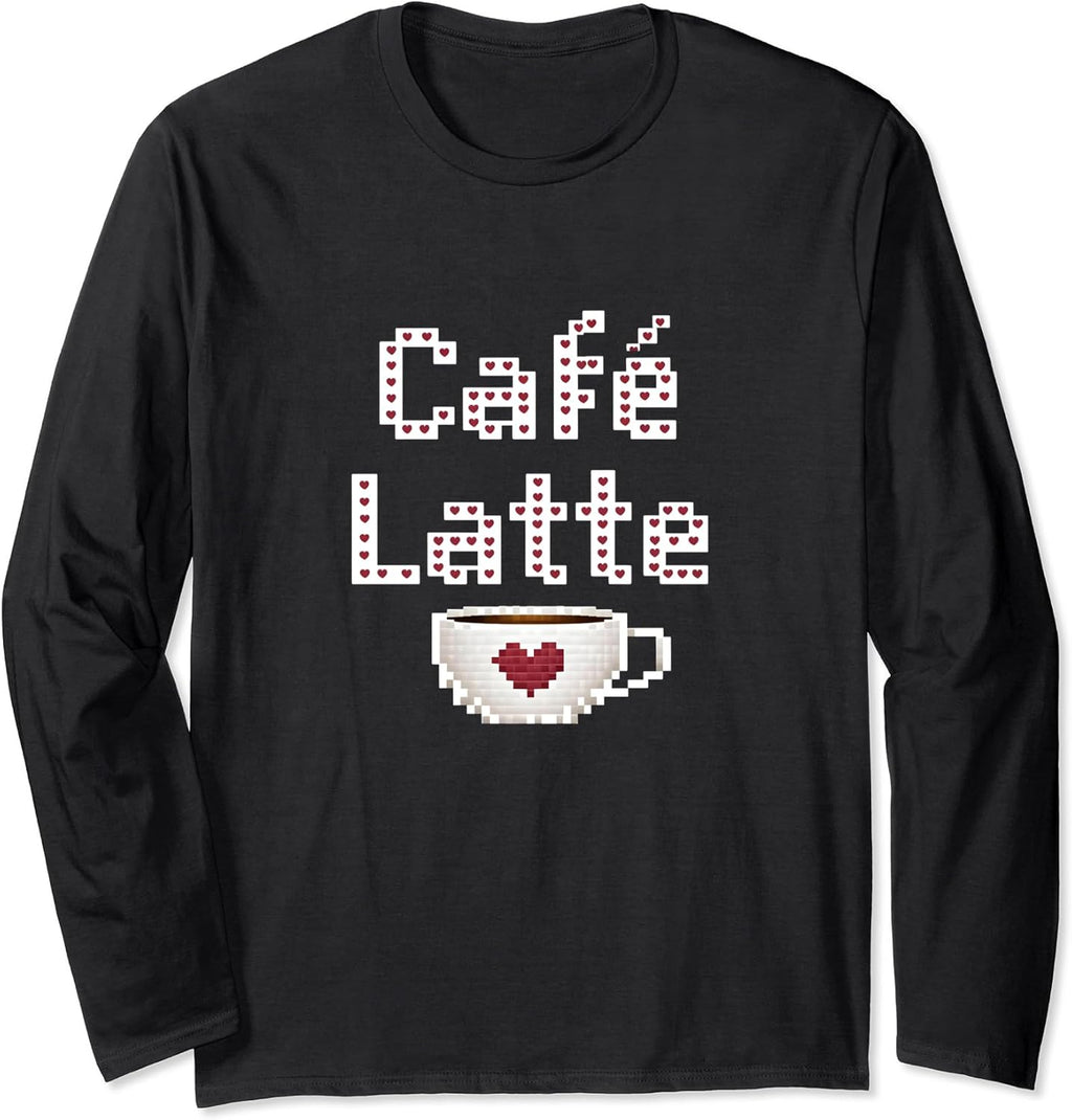 Pixel Art Coffee Latte Cafe Funny Graphic - Adult & Kids T-Shirts, Sweatshirts & Hoodies apparel design preview 1