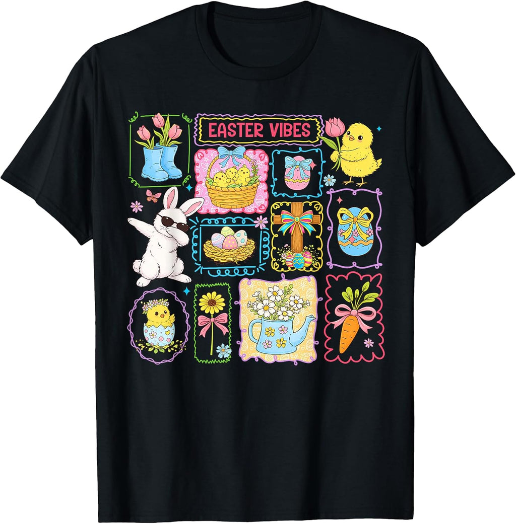 Easter Vibes 2026 Cute Bunny Rabbit Day Women Girls - Adult & Kids T-Shirts, Sweatshirts & Hoodies apparel design preview 1